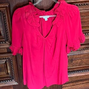 Odille Red Ruffled Blouse